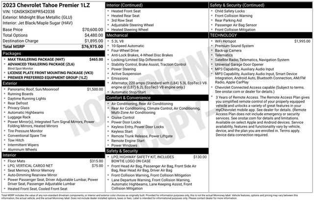 Certified 2023 Chevrolet Tahoe Premier w/ Max Trailering Package AWD/4WD image 39