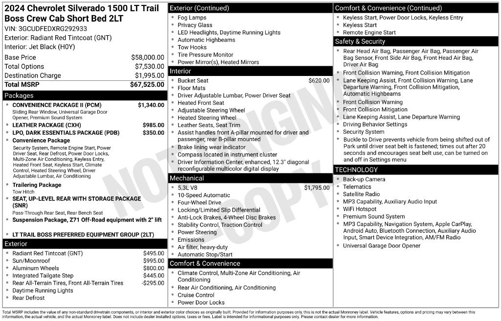 Used 2024 Chevrolet Silverado 1500 LT Trail Boss w/ Convenience Package II AWD/4WD image 12