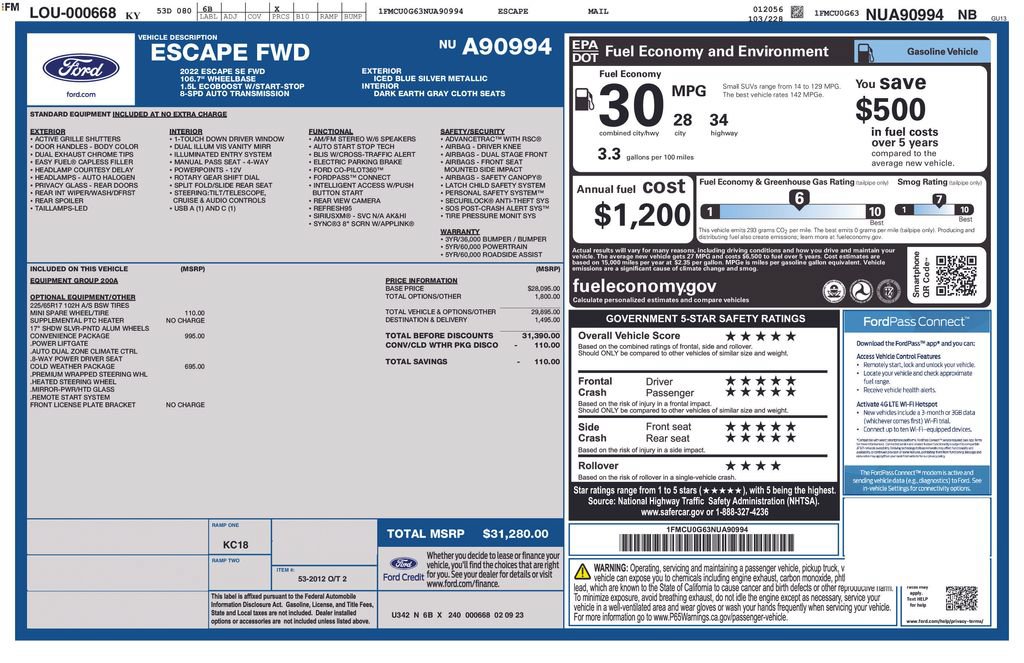 Used 2022 Ford Escape SE w/ Convenience Package FWD image 5