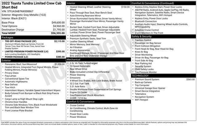 Used 2022 Toyota Tundra Limited w/ TRD Off-Road Package image 29