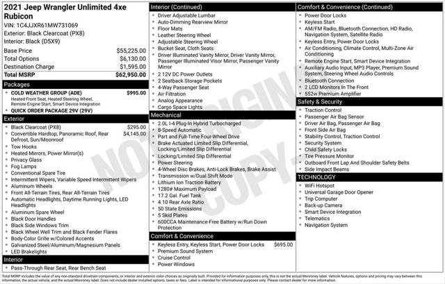 Certified 2021 Jeep Wrangler Unlimited Rubicon 4xe w/ Cold Weather Group image 8