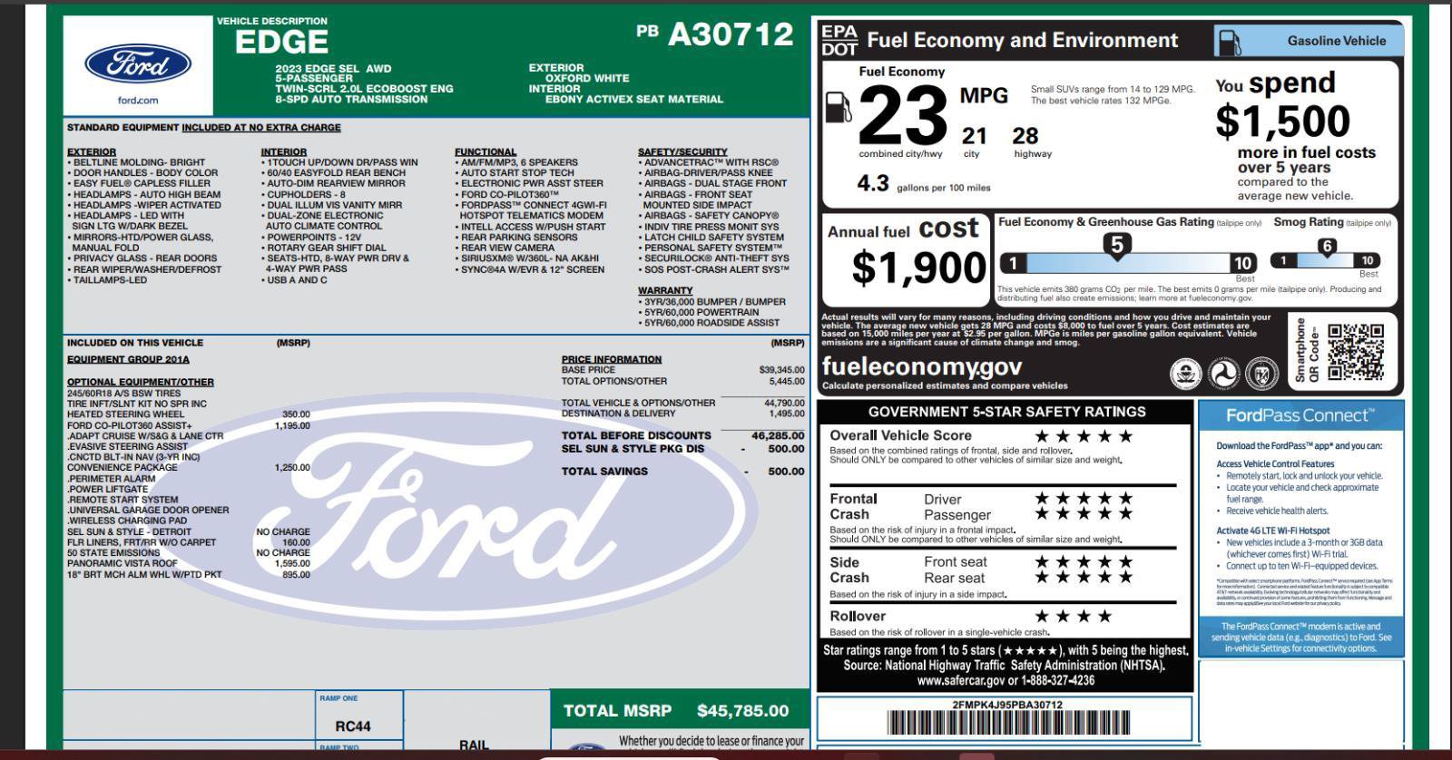 Used 2023 Ford Edge SEL w/ Convenience Package AWD/4WD image 4
