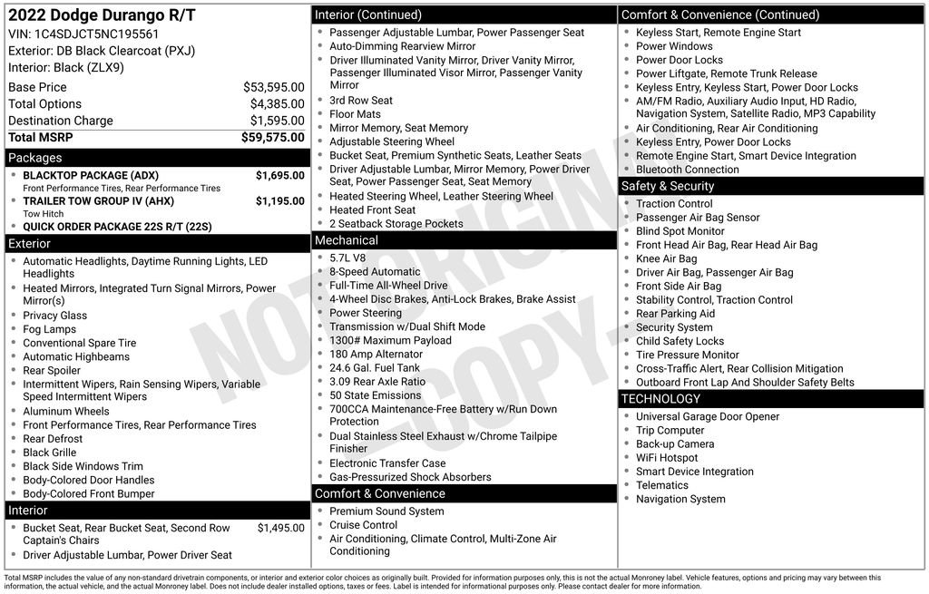 Used 2022 Dodge Durango R/T w/ Blacktop Package AWD/4WD image 13