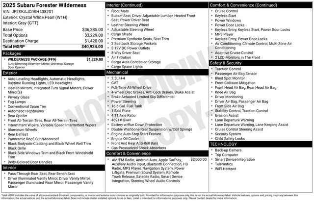 Certified 2025 Subaru Forester Wilderness w/ Wilderness Package AWD/4WD image 13