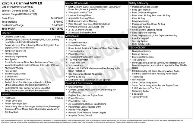 Used 2025 Kia Carnival EX FWD image 30