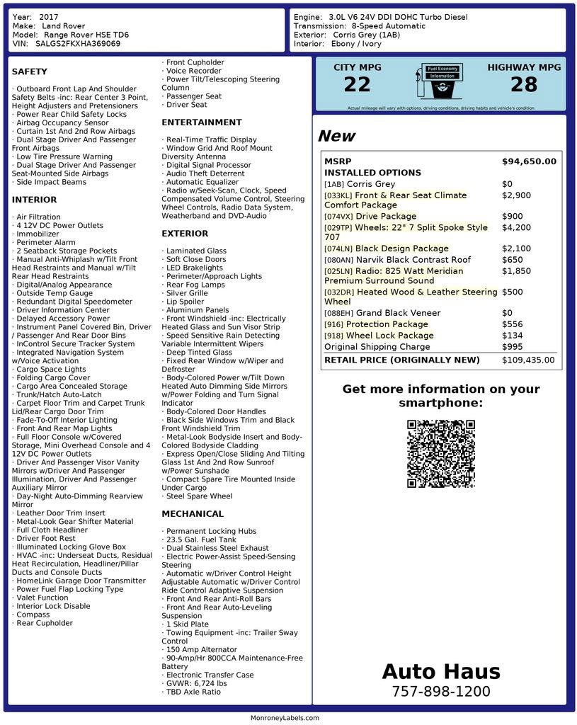 Used 2017 Land Rover Range Rover HSE