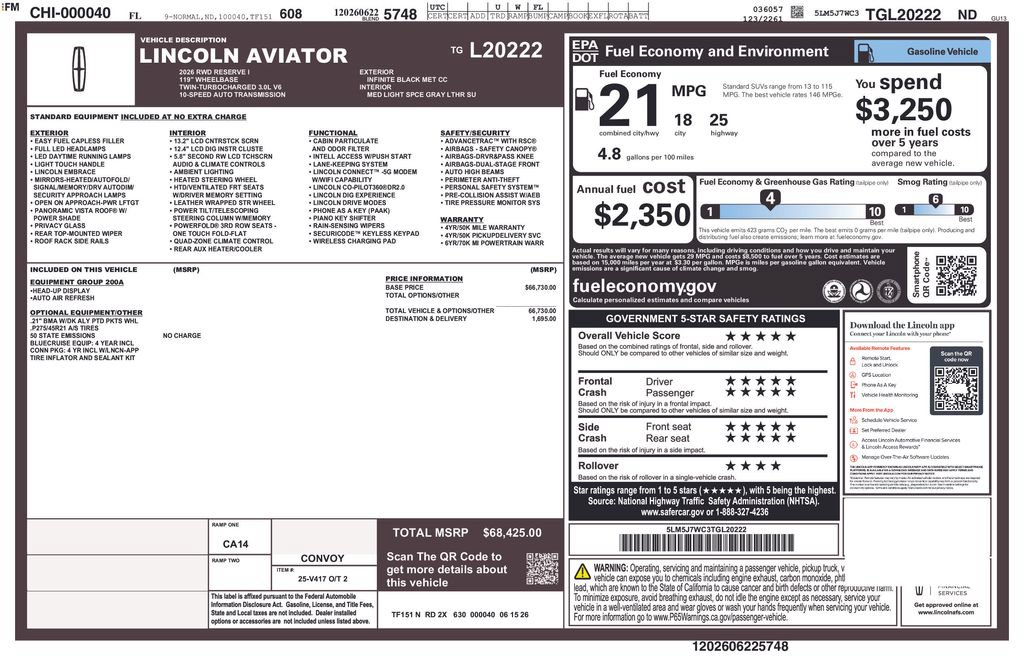 New 2026 Lincoln Aviator Reserve RWD image 25