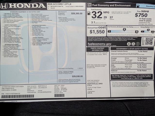 New 2026 Honda Accord LX image 17