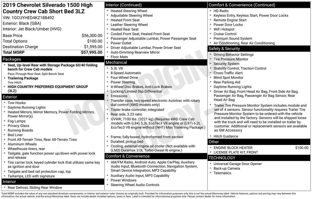 Used 2019 Chevrolet Silverado 1500 High Country image 44