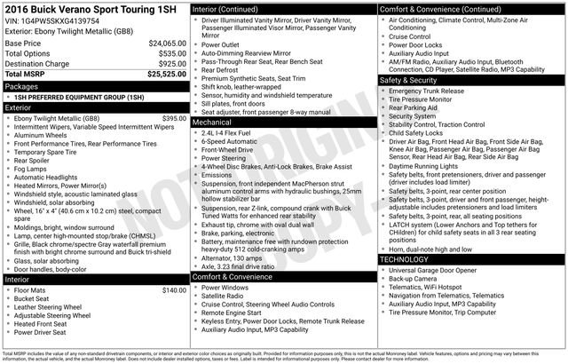 Used 2016 Buick Verano Sport Touring image 5