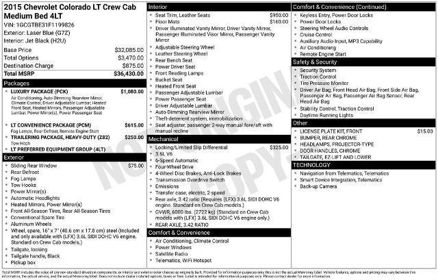 Used 2015 Chevrolet Colorado LT w/ Luxury Package AWD/4WD image 49