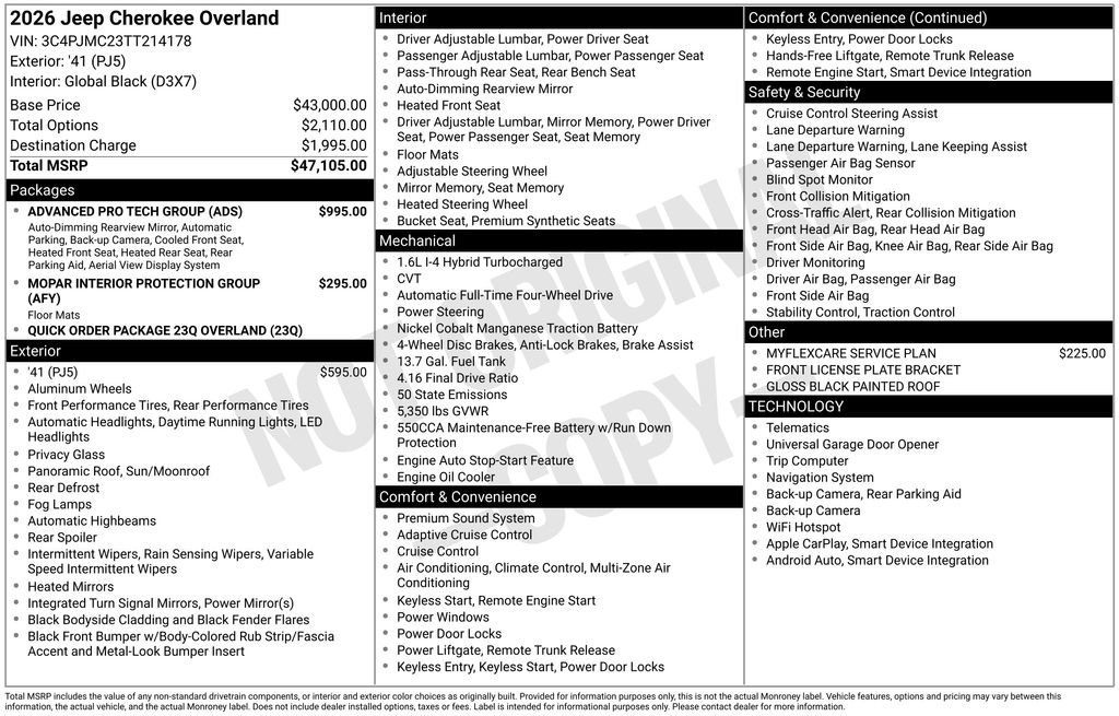 New 2026 Jeep Cherokee Overland w/ Advanced Pro Tech Group AWD/4WD image 4