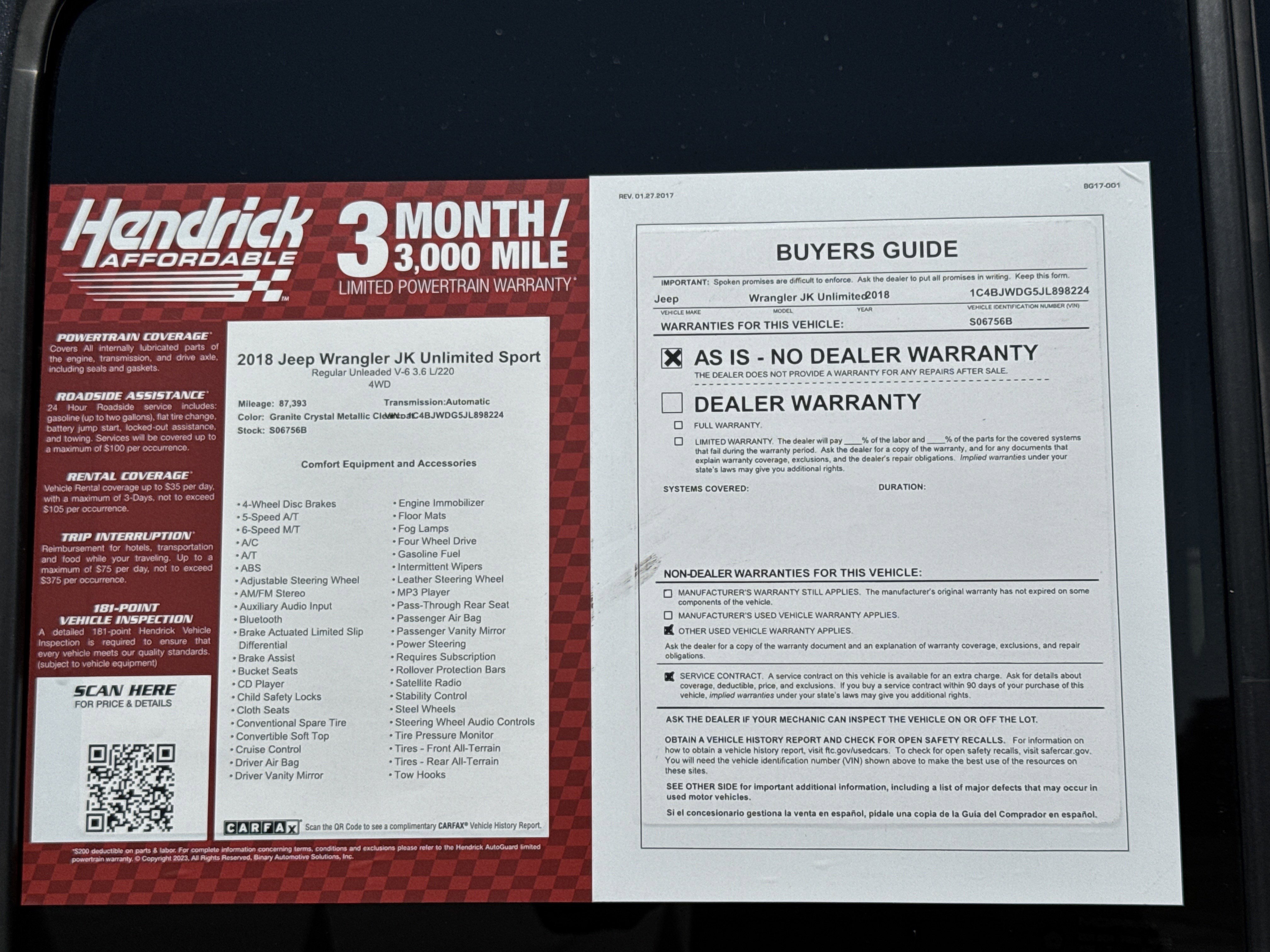 Used 2018 Jeep Wrangler Unlimited Sport w/ Connectivity Group image 29