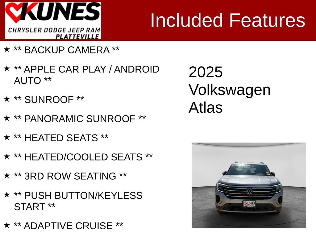 Used 2025 Volkswagen Atlas SE AWD/4WD image 2