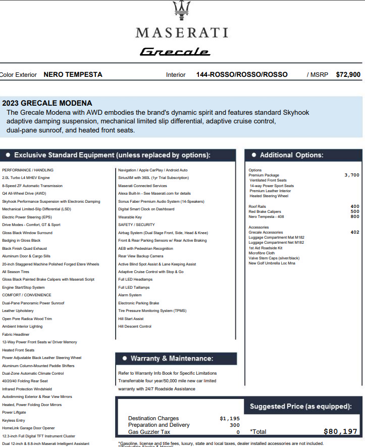 Certified 2023 Maserati Grecale Modena AWD/4WD image 2