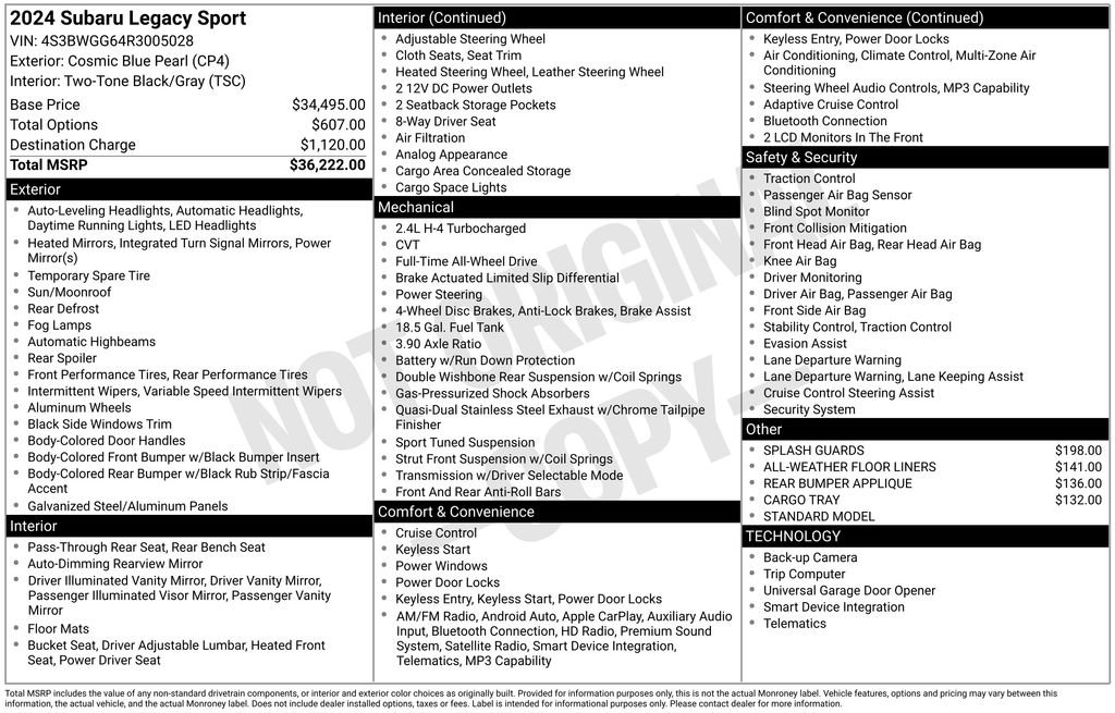 Certified 2024 Subaru Legacy Sport AWD/4WD image 8