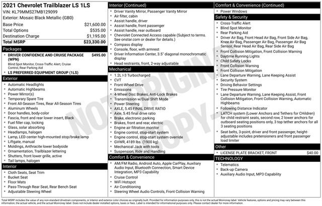 Used 2021 Chevrolet TrailBlazer LS FWD image 28
