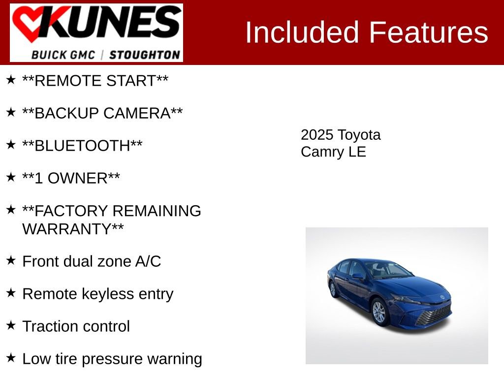 Used 2025 Toyota Camry LE FWD image 2