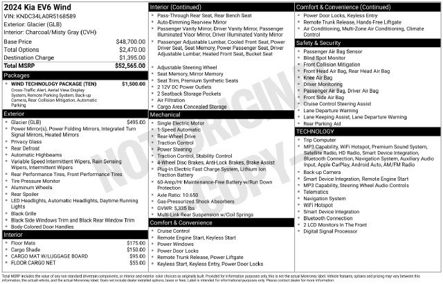 Used 2024 Kia EV6 Wind w/ Wind Technology Package RWD image 15