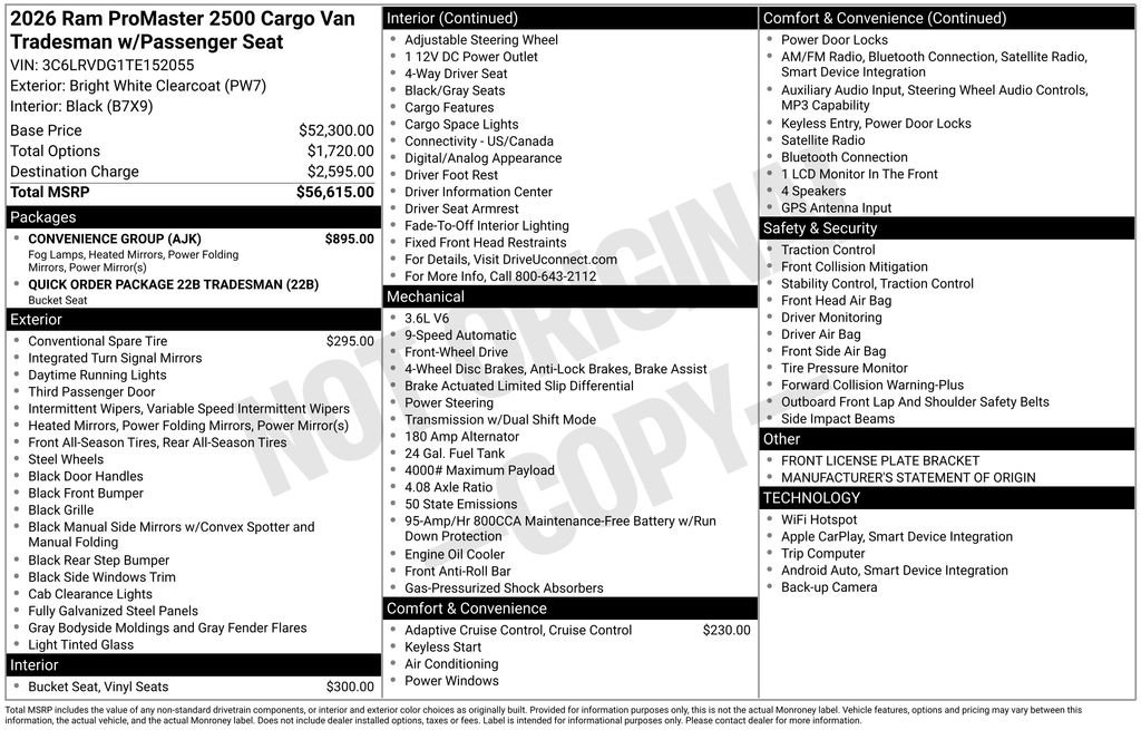 Used 2026 RAM ProMaster 2500 w/ Convenience Group FWD image 34