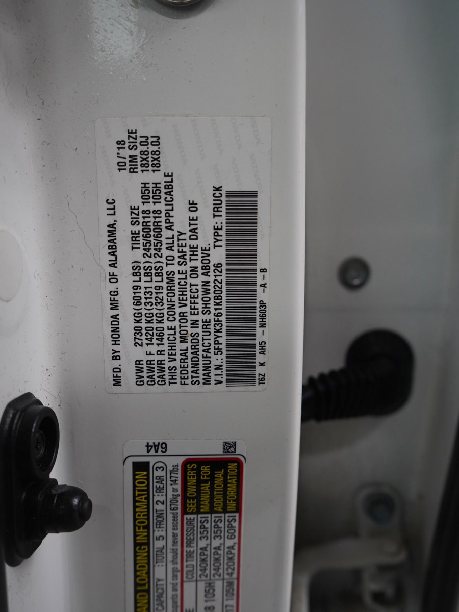 Used 2019 Honda Ridgeline RTL-T image 25