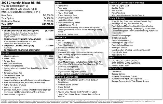 Used 2024 Chevrolet Blazer RS w/ Driver Confidence II Package FWD image 17
