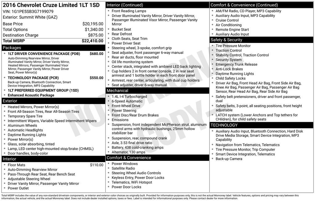 Used 2016 Chevrolet Cruze LT image 5
