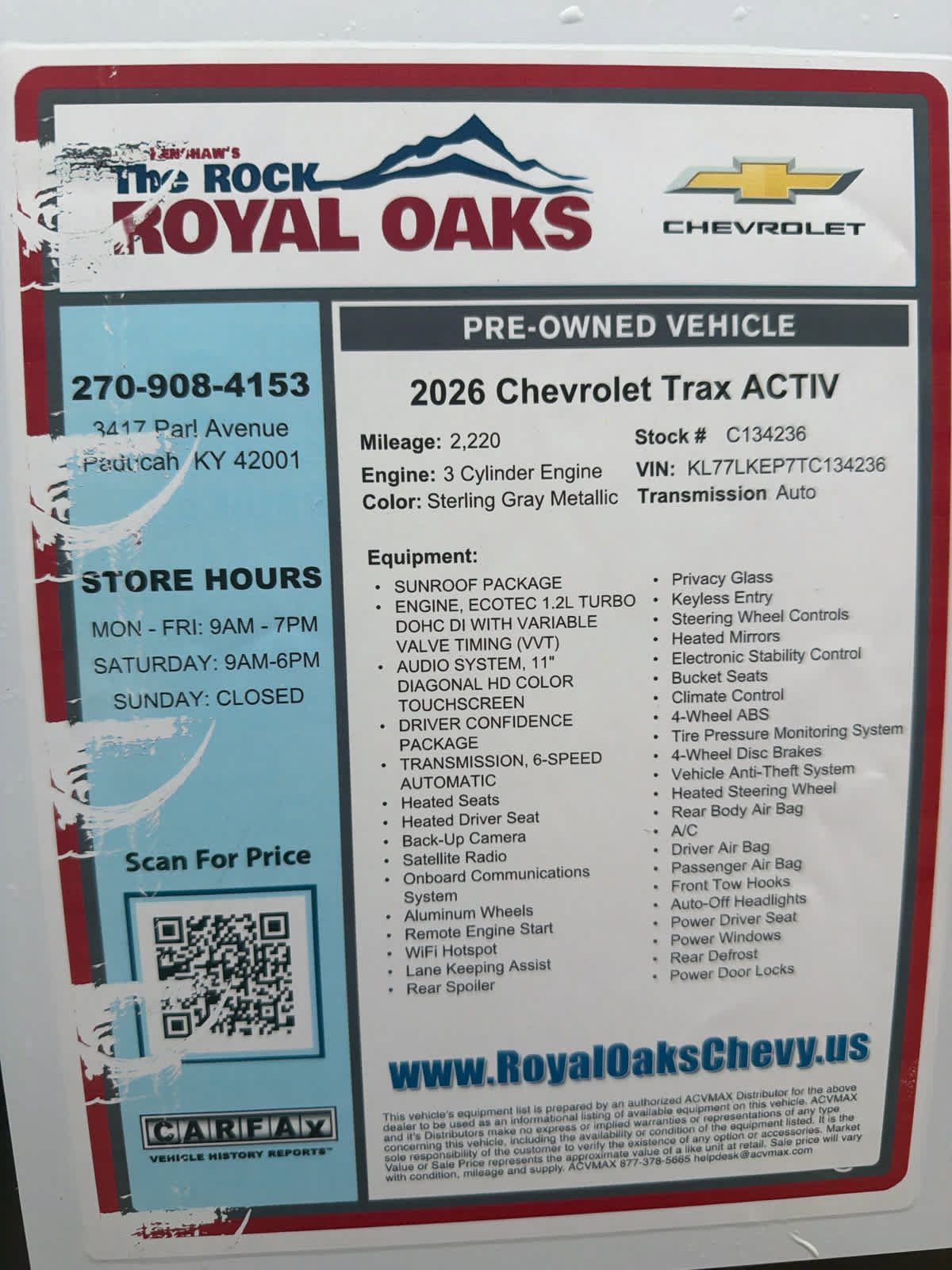 Used 2026 Chevrolet Trax ACTIV w/ Sunroof Package FWD image 30