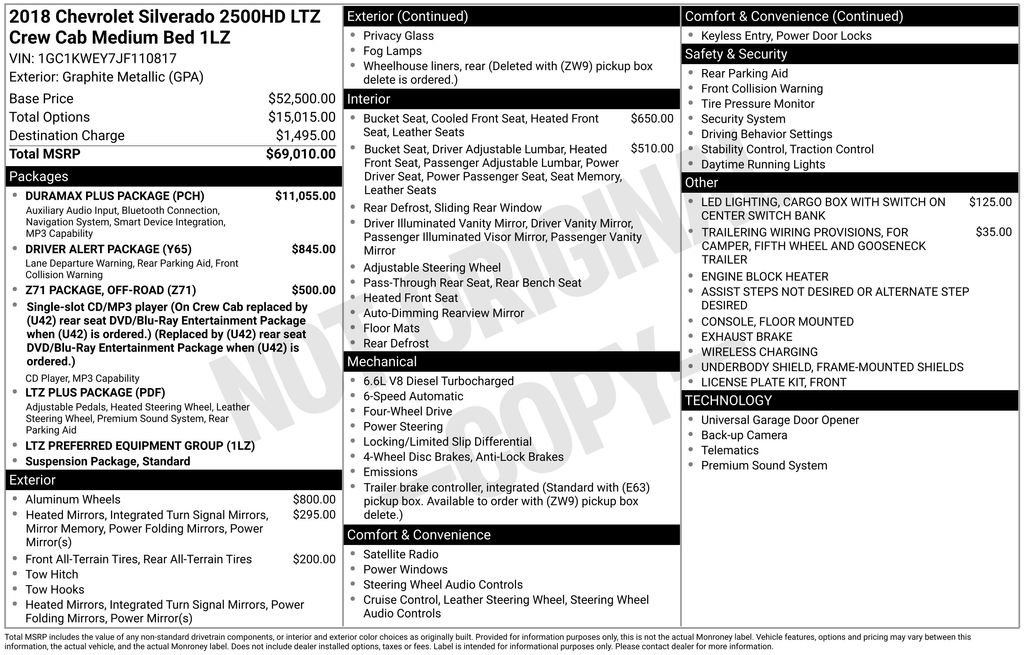 Used 2018 Chevrolet Silverado 2500 LTZ w/ Duramax Plus Package AWD/4WD image 40