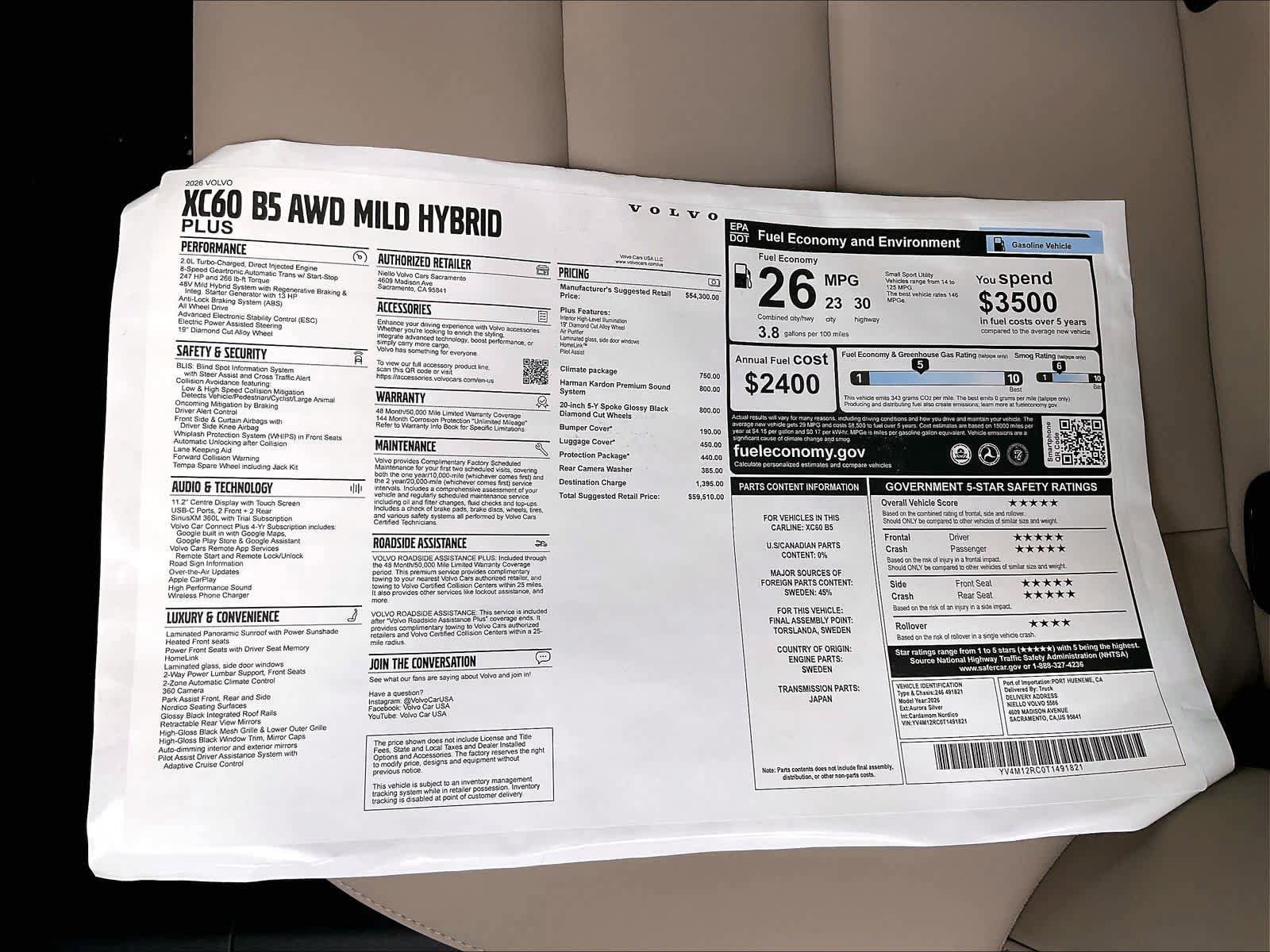 New 2026 Volvo XC60 B5 Plus w/ Climate Package AWD/4WD image 35