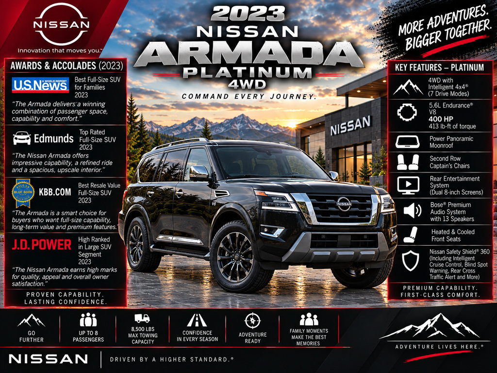 Used 2023 Nissan Armada Platinum w/ Captain's Chairs Package AWD/4WD image 2