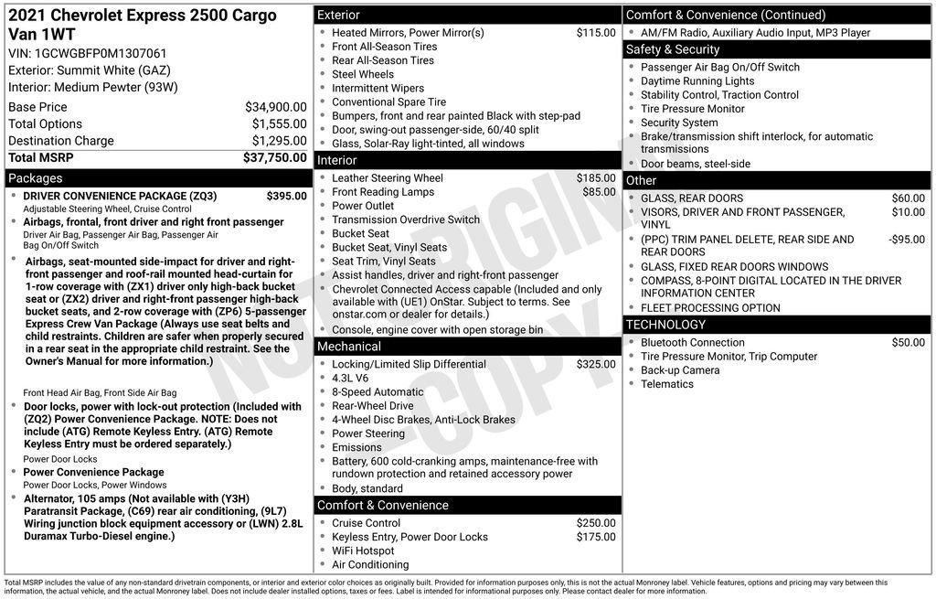 Used 2021 Chevrolet Express 2500 Extended w/ Driver Convenience Package image 49