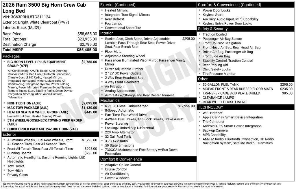 New 2026 RAM 3500 Big Horn AWD/4WD image 5