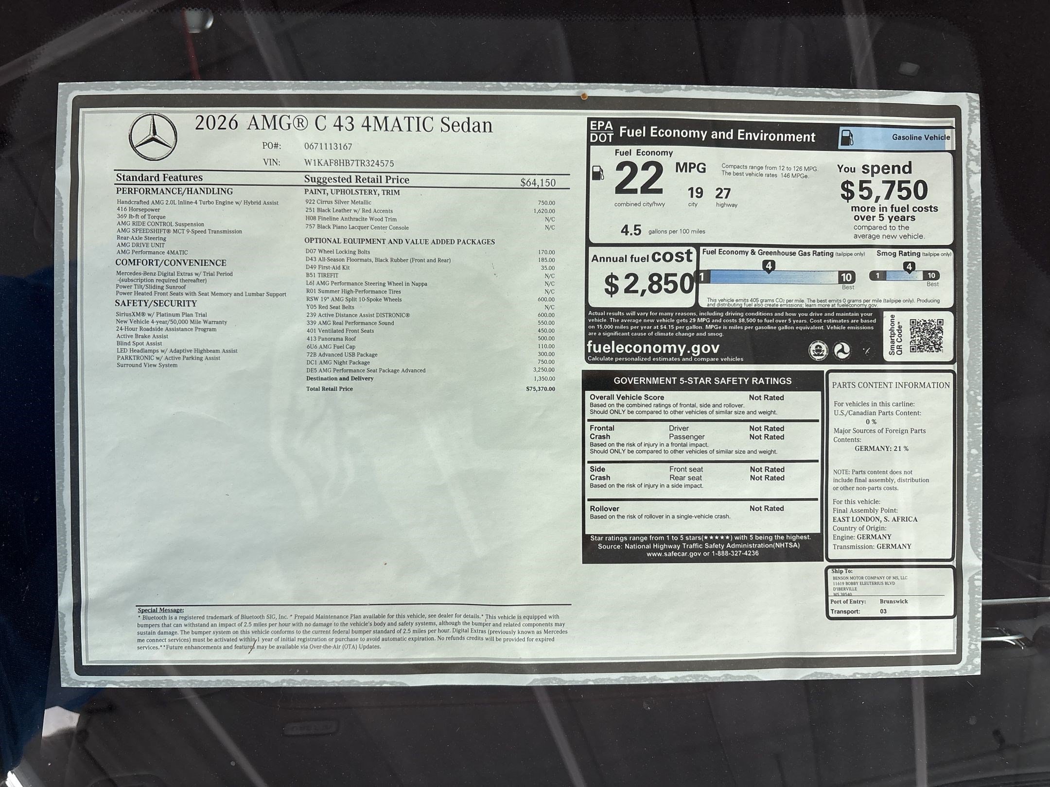 New 2026 Mercedes-Benz C 43 AMG 4MATIC Sedan image 31