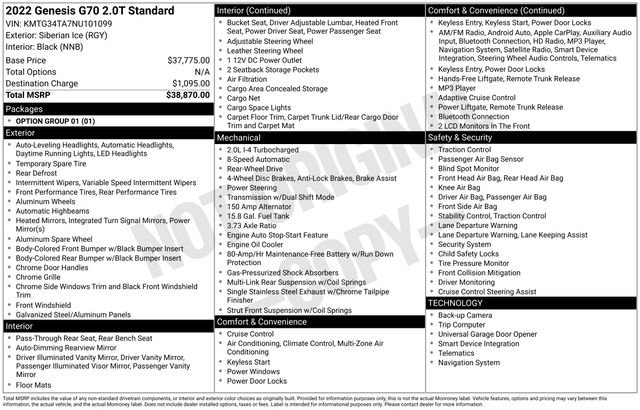 Used 2022 Genesis G70 2.0T image 31