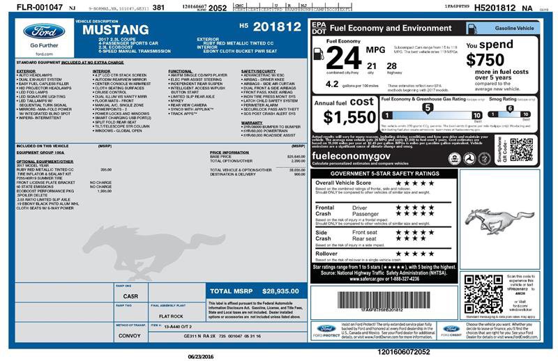 Used 2017 Ford Mustang Coupe w/ Ecoboost Performance Package image 2