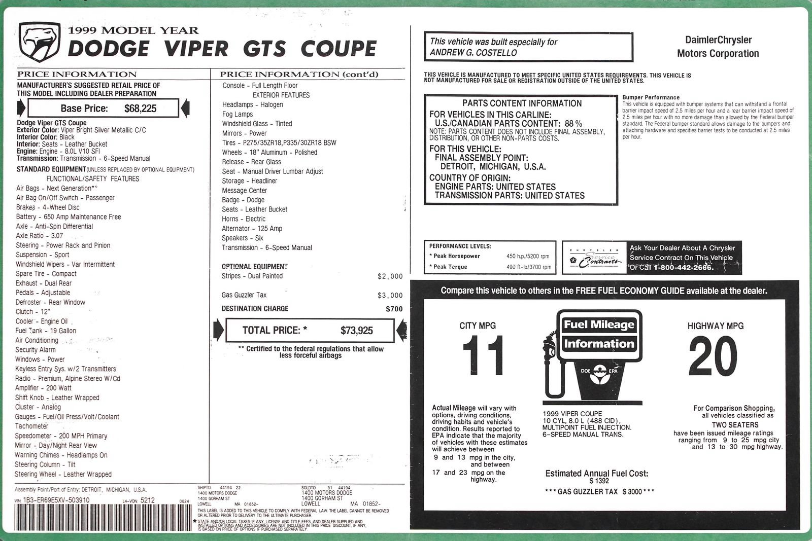 Used 1999 Dodge Viper GTS RWD image 27