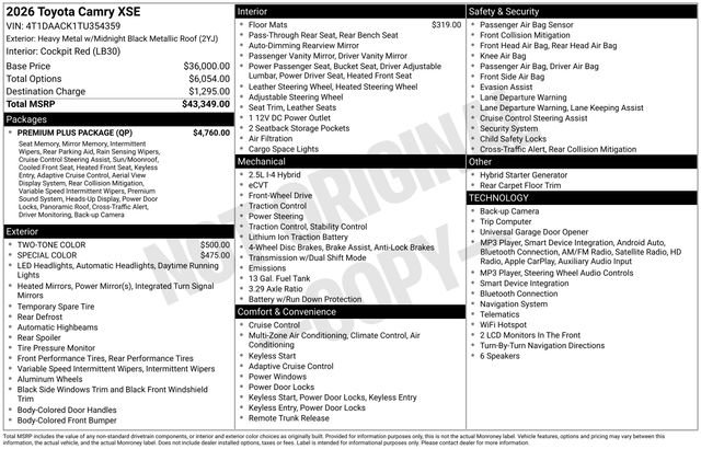 New 2026 Toyota Camry XSE w/ Premium Plus Package FWD image 4