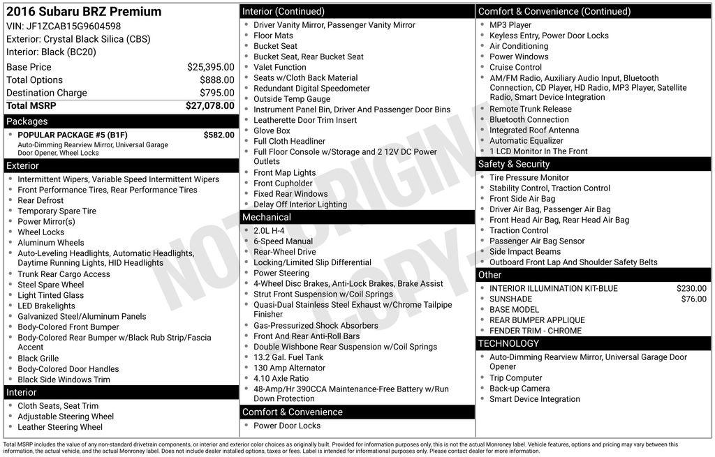 Used 2016 Subaru BRZ Premium w/ Popular Package #5 image 6