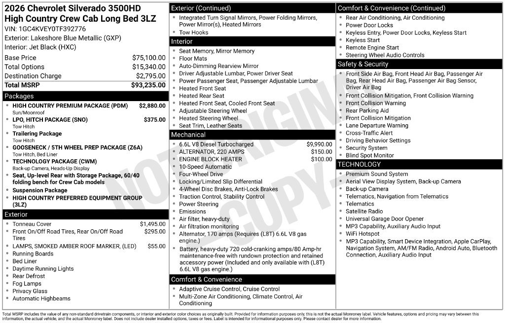 New 2026 Chevrolet Silverado 3500 High Country w/ High Country Premium Package AWD/4WD image 26