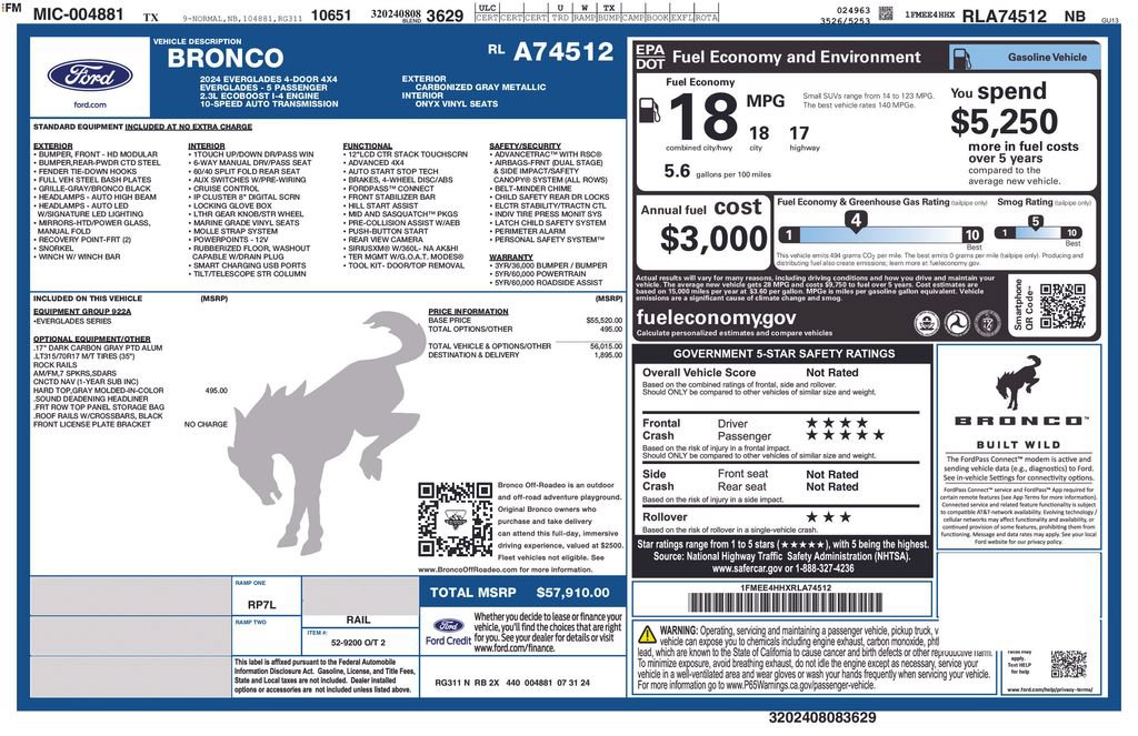 Used 2024 Ford Bronco Everglades AWD/4WD image 12