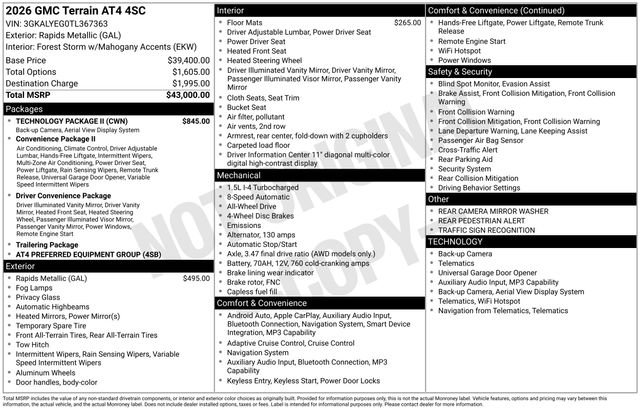 New 2026 GMC Terrain AT4 w/ Technology Package II AWD/4WD image 3