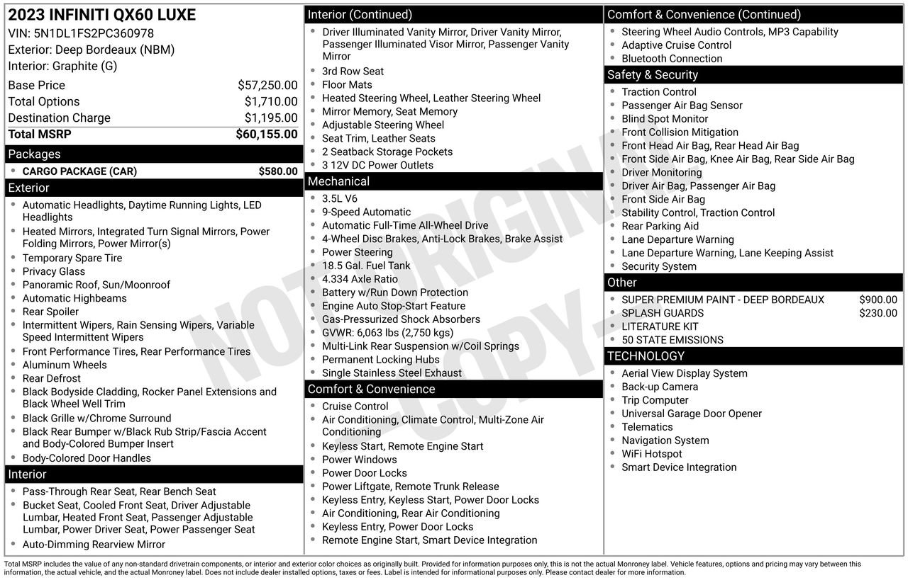 Certified 2023 INFINITI QX60 Luxe w/ Cargo Package AWD/4WD image 34