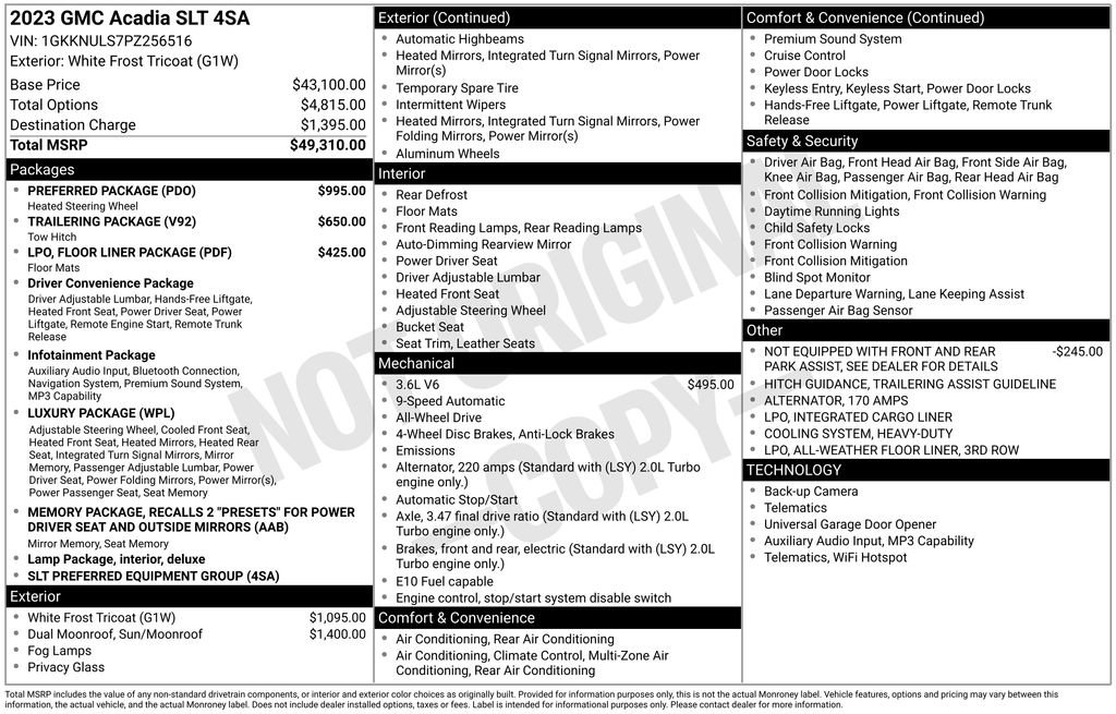 Used 2023 GMC Acadia SLT w/ Preferred Package AWD/4WD image 2