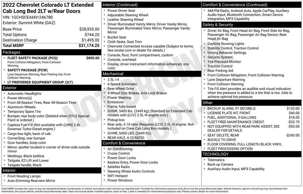 Used 2022 Chevrolet Colorado LT w/ Fleet Safety Package RWD image 16
