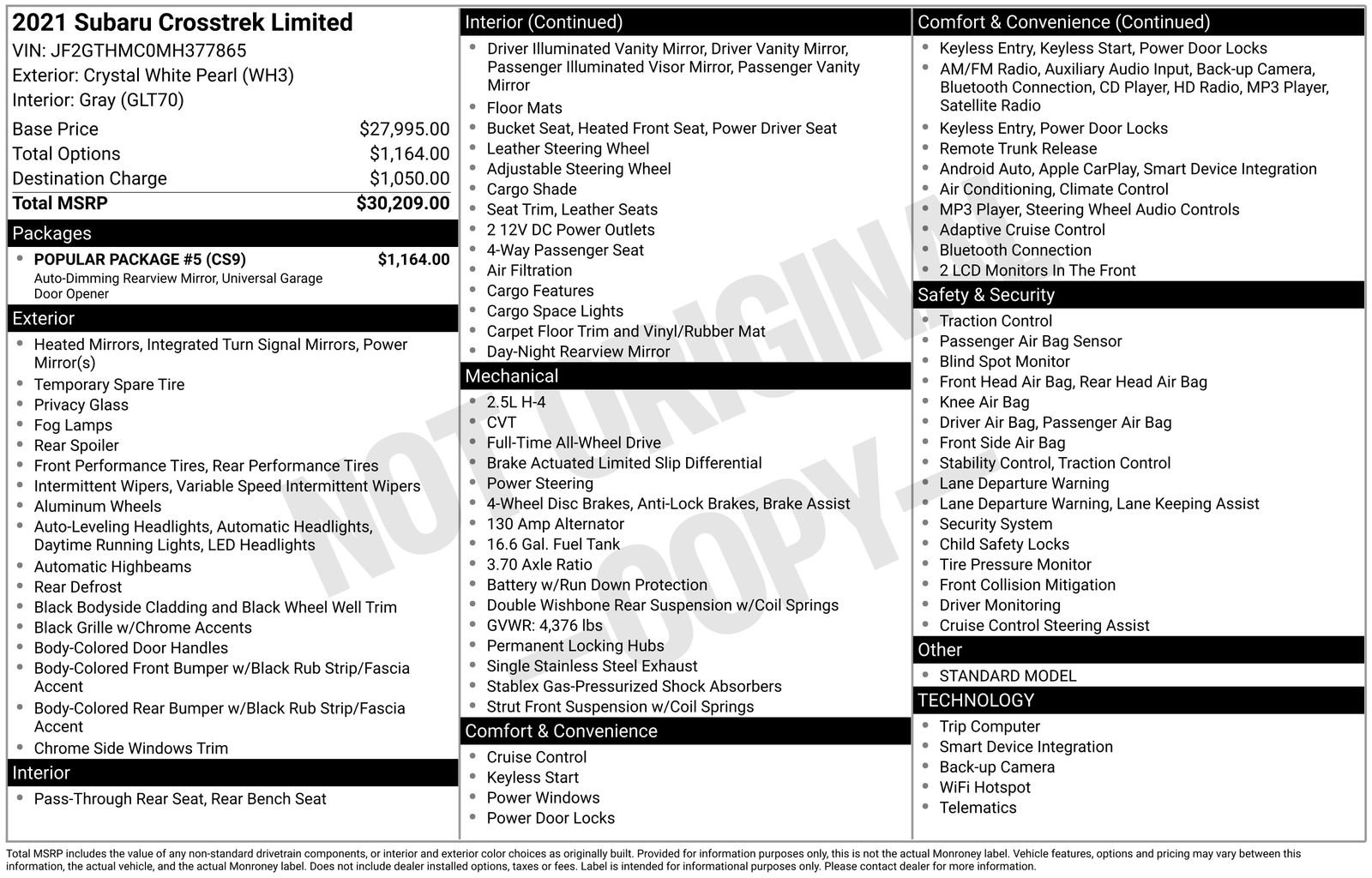 Certified 2021 Subaru Crosstrek 2.5i Limited w/ Popular Package #5 image 7