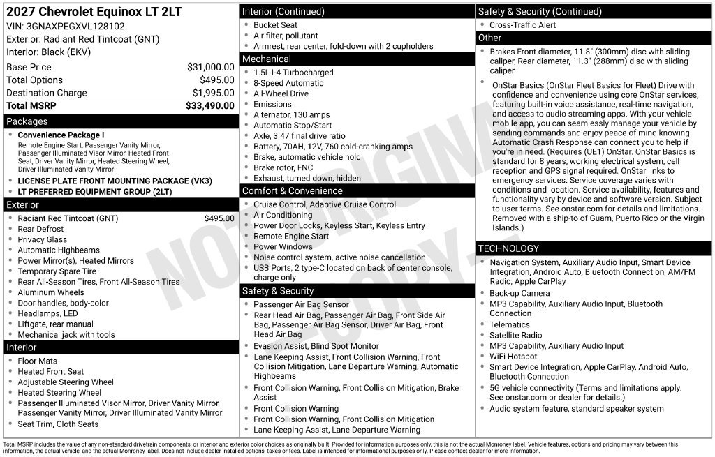 New 2027 Chevrolet Equinox LT AWD/4WD image 33