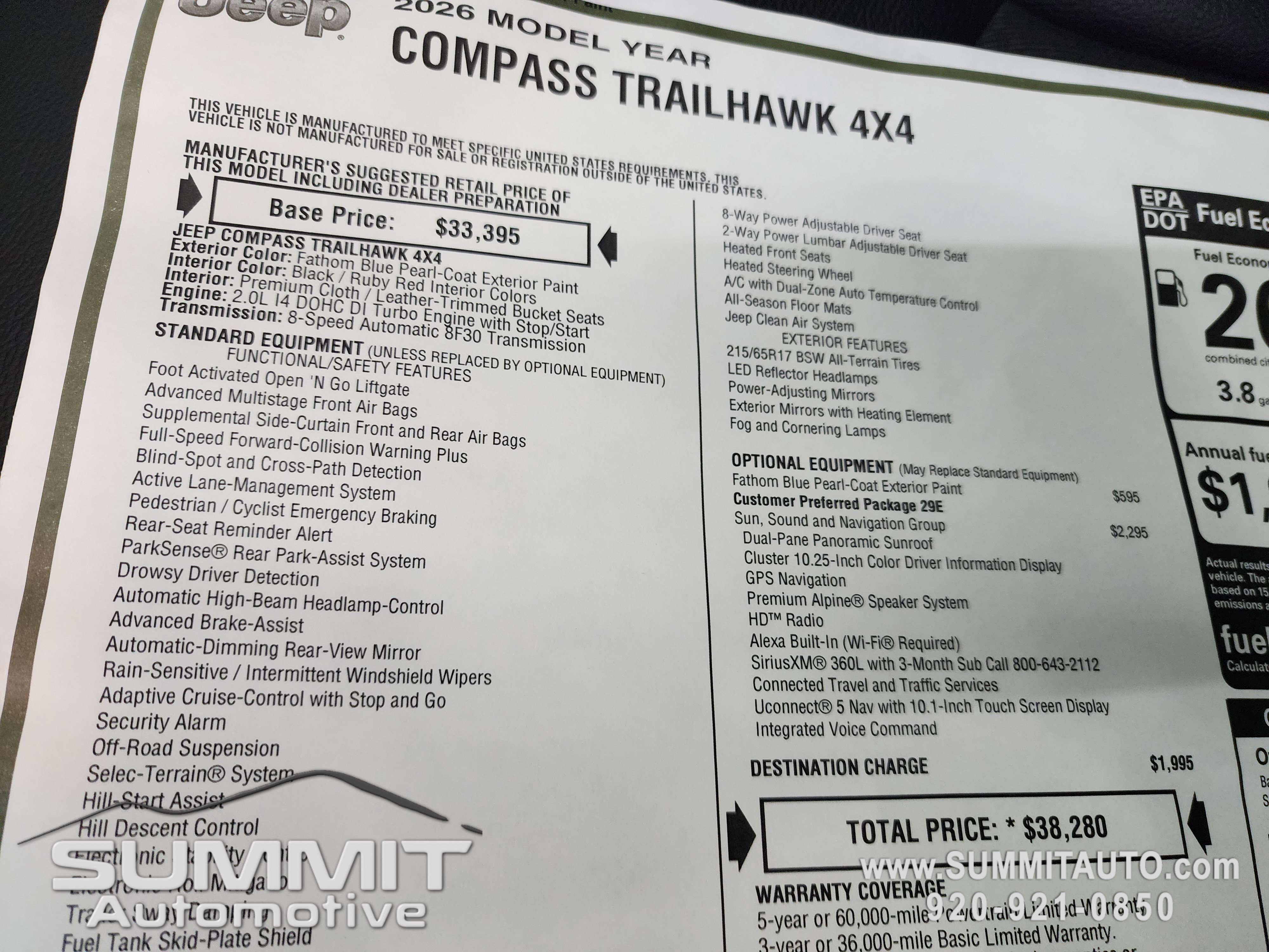 New 2026 Jeep Compass Trailhawk w/ Sun, Sound & Navigation Group image 35