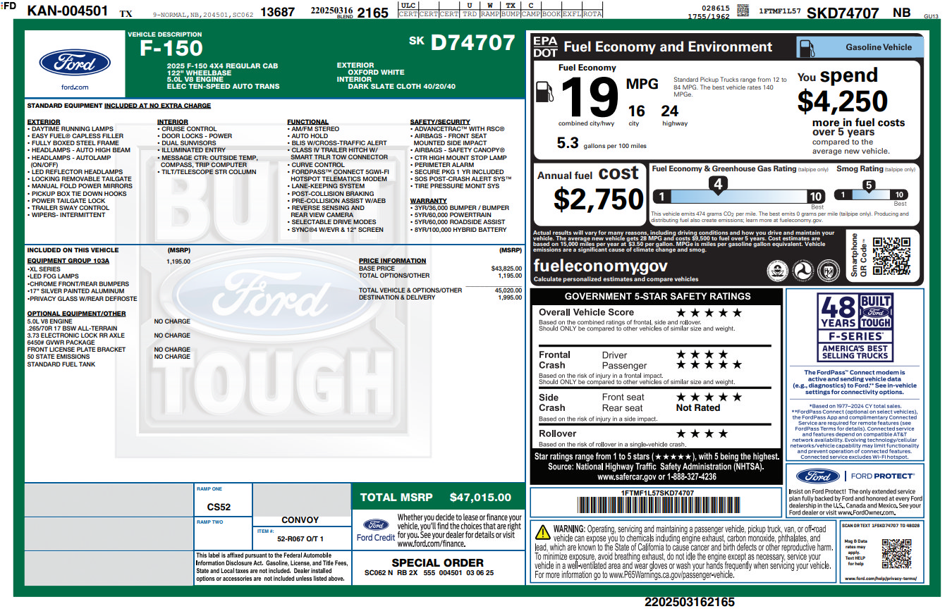Used 2025 Ford F150 XL w/ Equipment Group 103A High AWD/4WD image 32