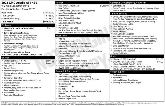 Used 2021 GMC Acadia AT4 w/ LPO, Floor Liner Package image 47